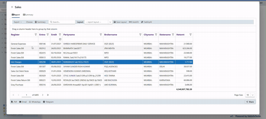Group, sort and total any report by dragging a column